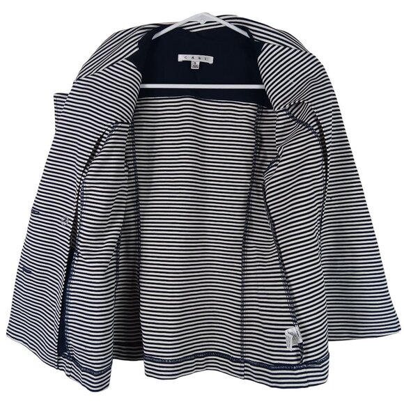 Cabi Striped Nautical Blazer Womens S Navy White Preppy Coastal Double Breasted - Picture 5 of 10